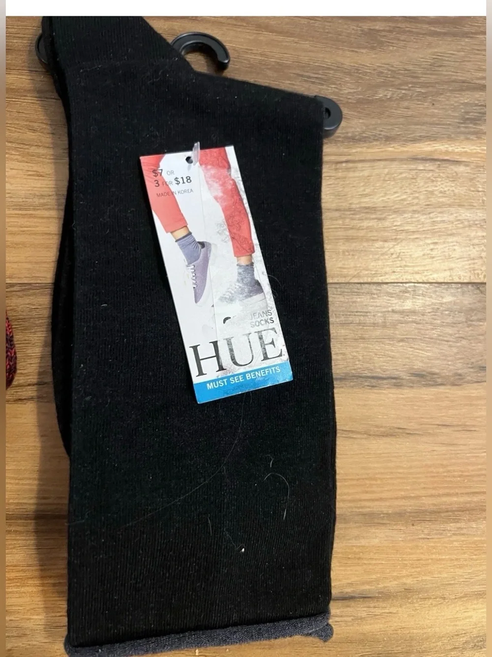 Hue Women’s Black Jean Socks, White Stripe Compression Socks, Red/Black Socks
